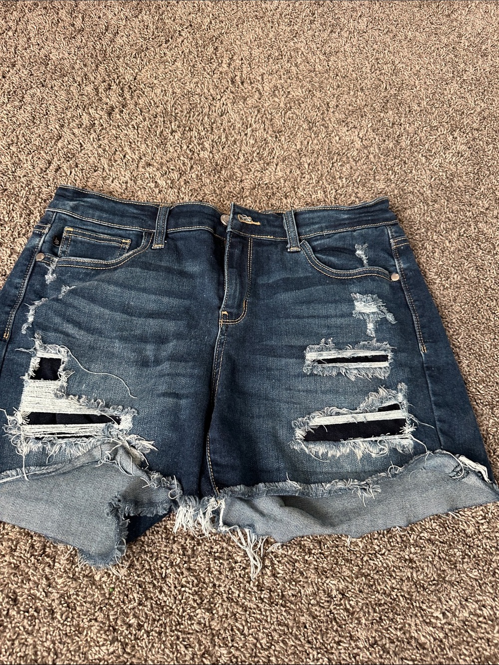 Judy Blue Distressed Dark Blue Denim Cutoff Shorts